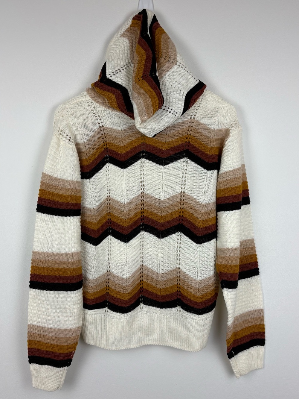 FCT With Love Chevron Striped Hooded Sweater XL Good Condition Boho VSCO Beach - Picture 3 of 11